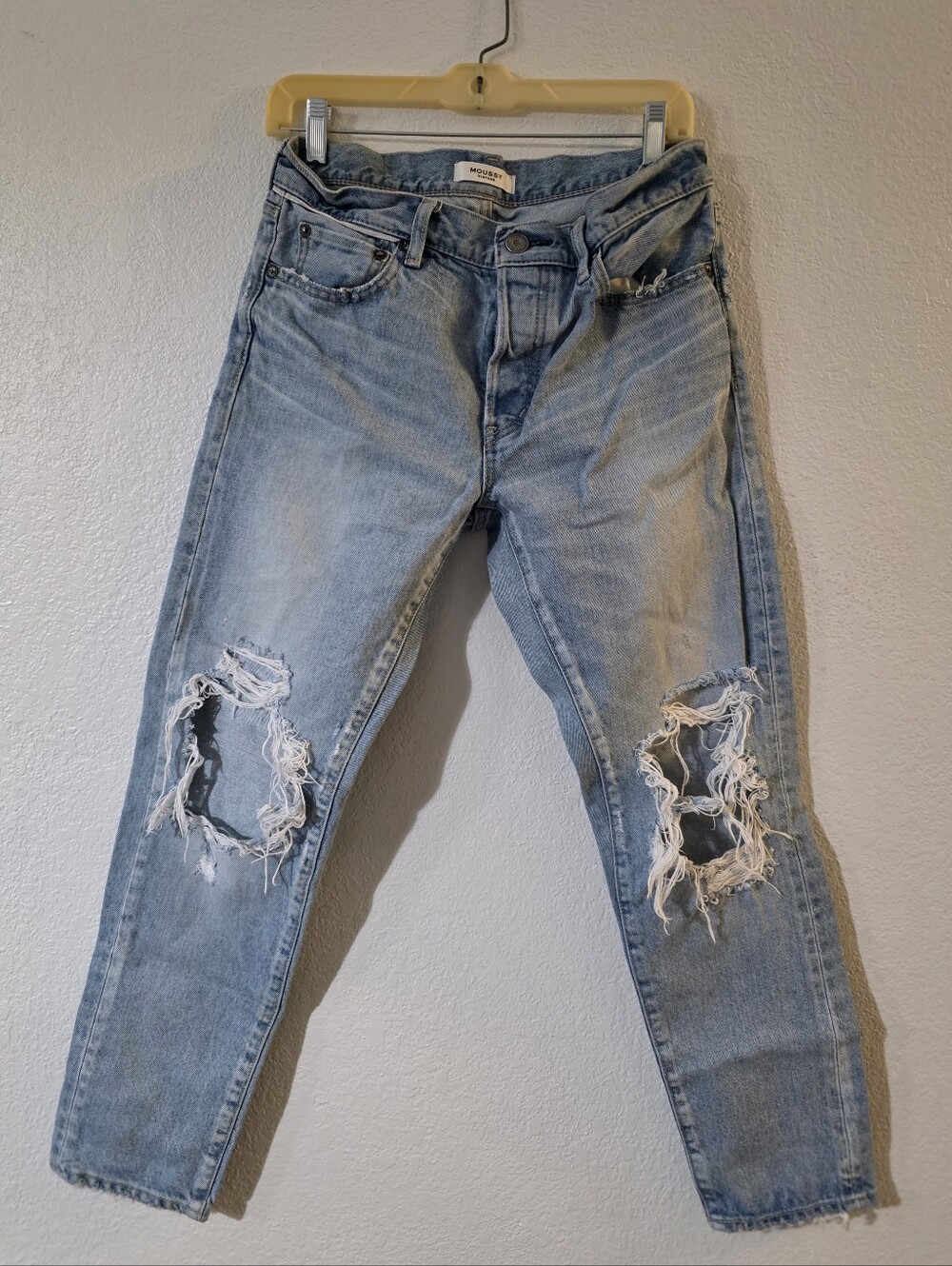 Moussy Light Blue Distressed Boyfriend Jeans